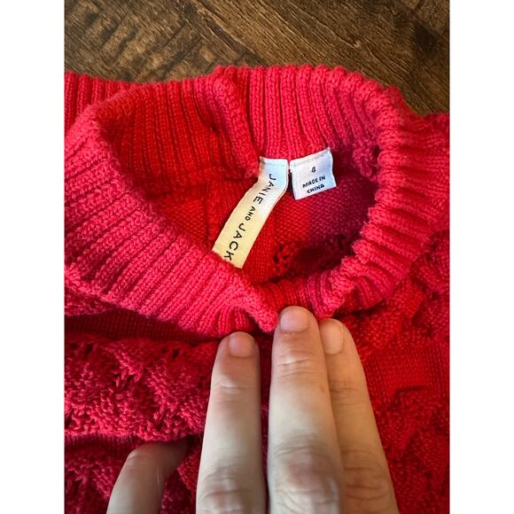 Janie and Jack bradbury red textured sweater girls size 4 - Picture 2 of 3